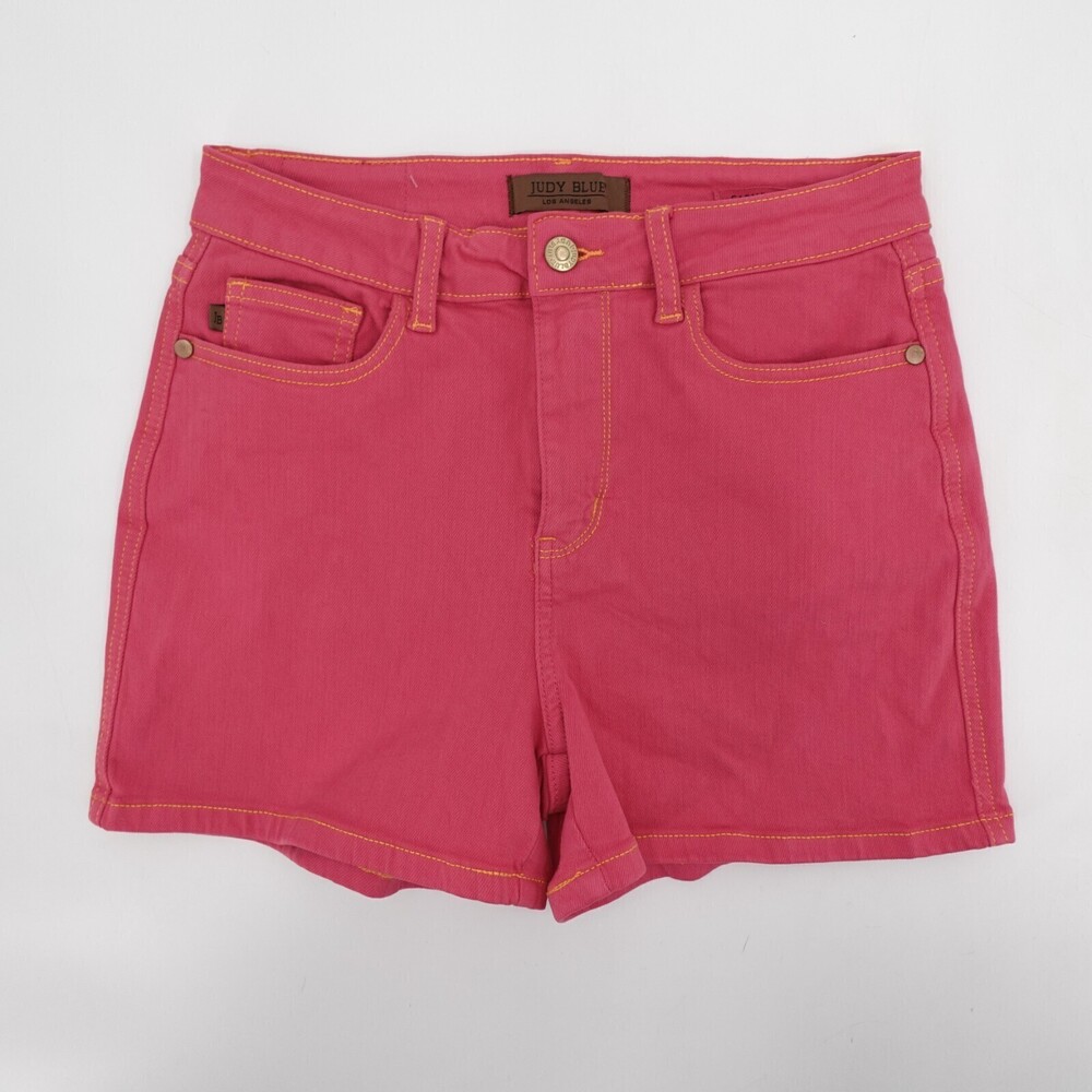 Judy Blue Shorts Womens Medium Red Coral Denim Stretch Mid Rise